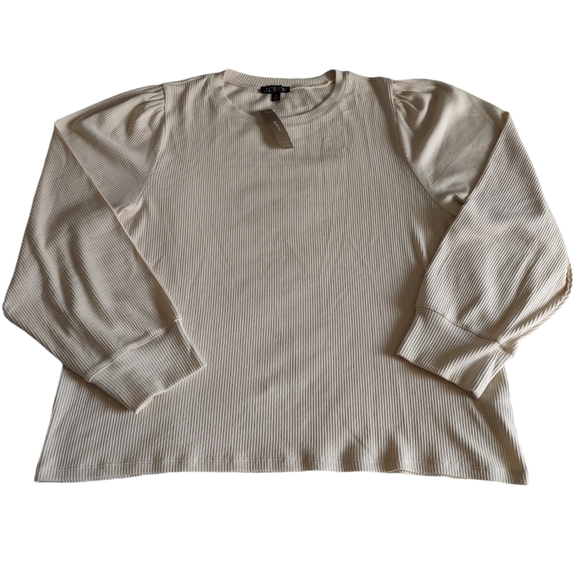 NWT J. Crew 3X Vintage Ribbed Puff Sleeve Top *Flawed* - Picture 1 of 12